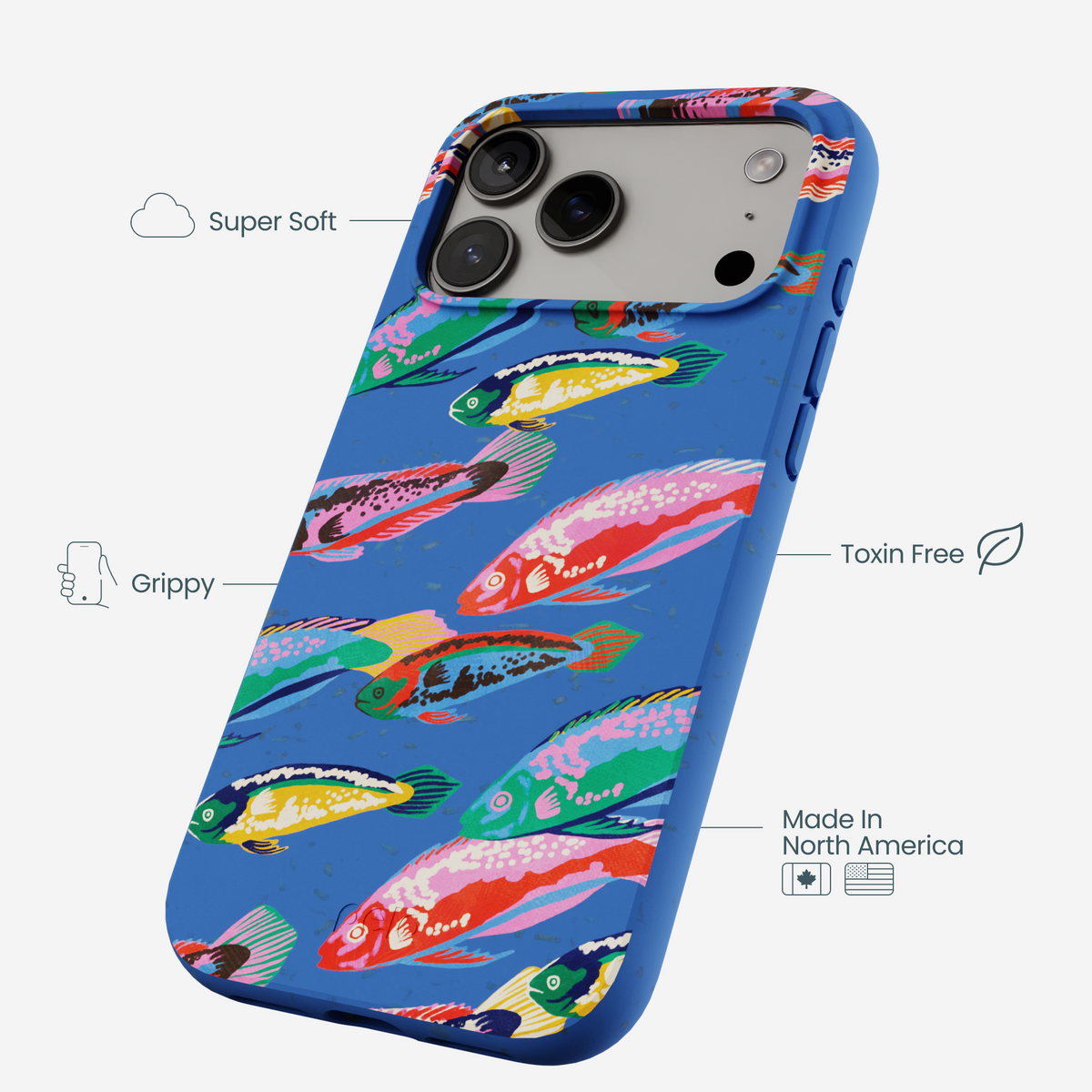Electric Blue Fish Friends iPhone 17 Pro Max Case