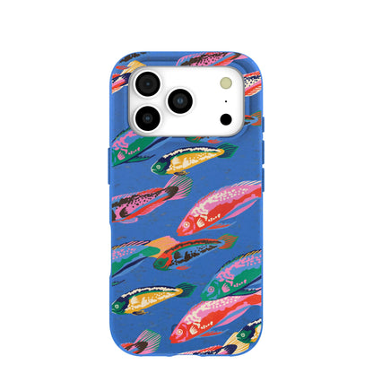 Electric Blue Fish Friends iPhone 17 Pro Case