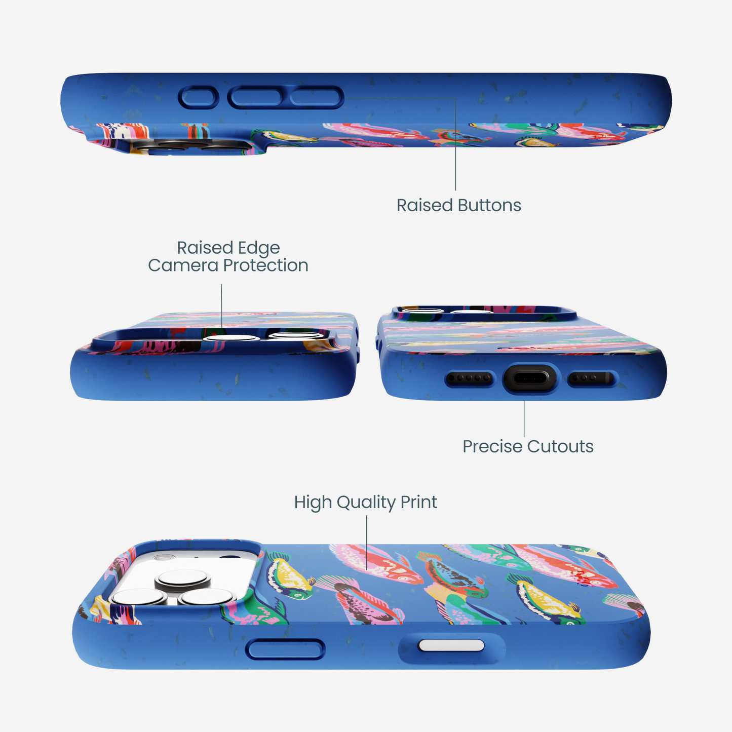 Electric Blue Fish Friends iPhone 17 Pro Case