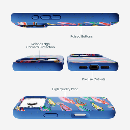 Electric Blue Fish Friends iPhone 17 Pro Case
