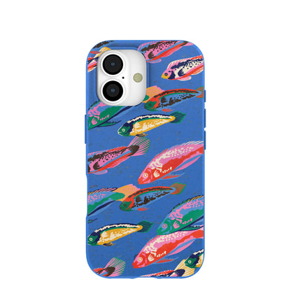Electric Blue Fish Friends iPhone 17 Case