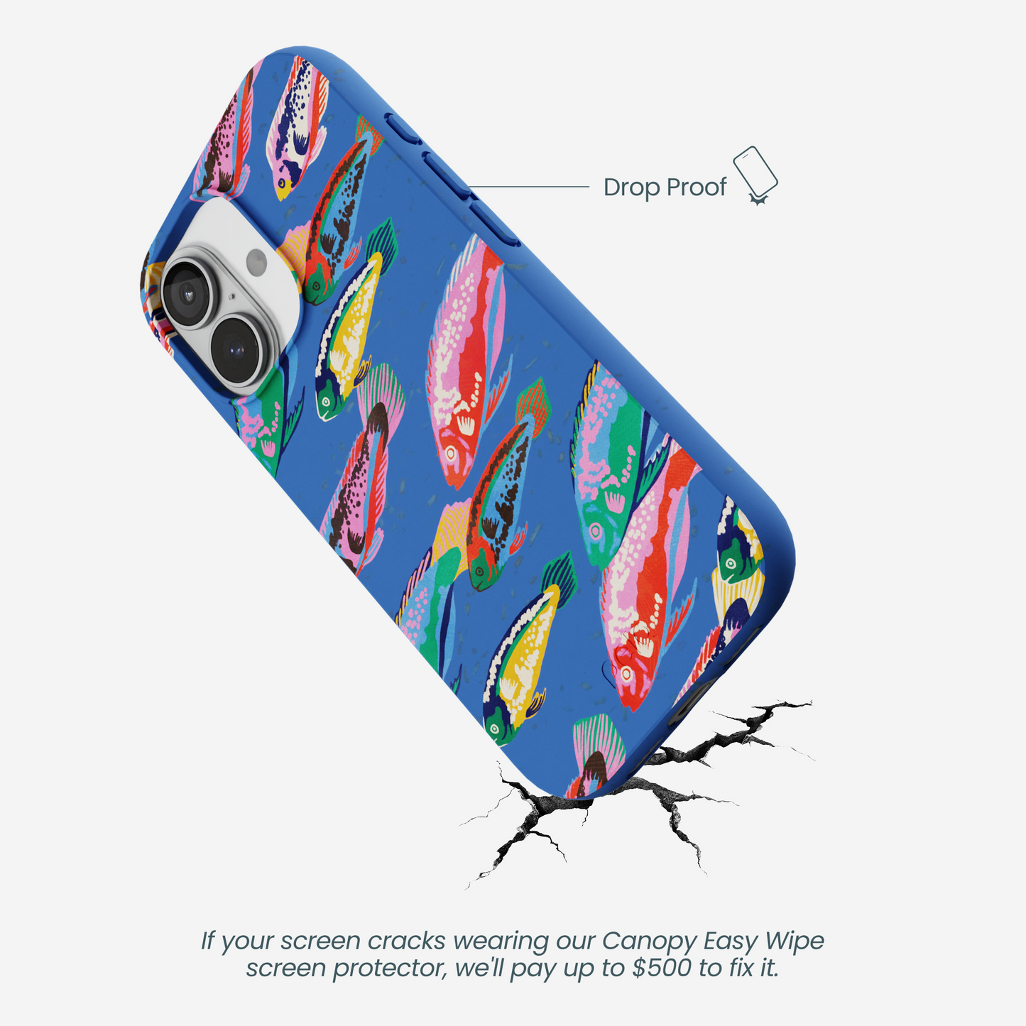 Electric Blue Fish Friends iPhone 17 Case