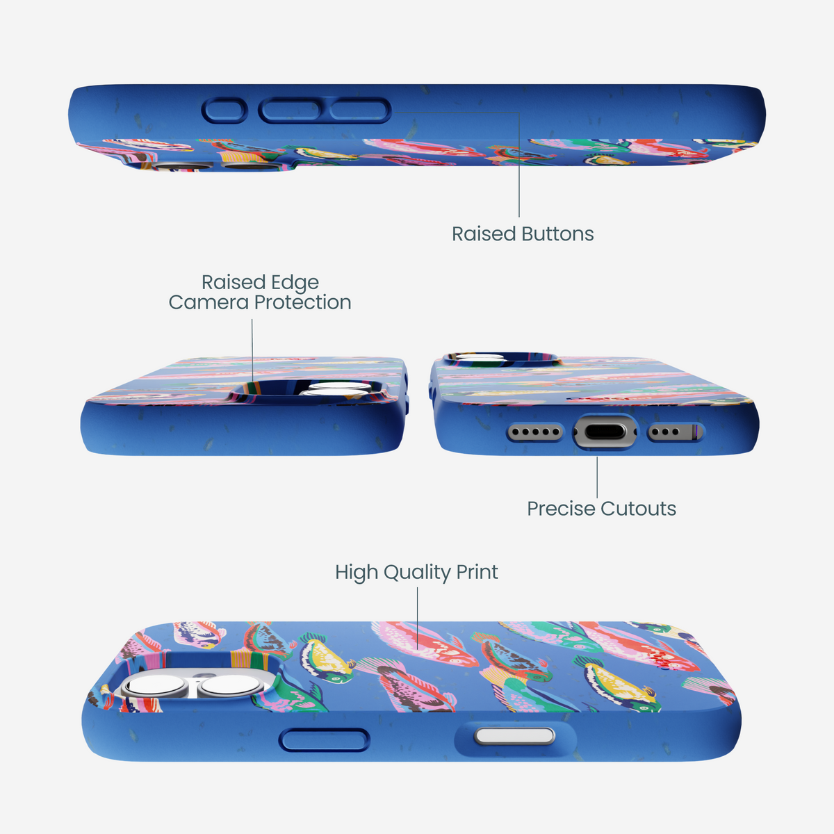 Electric Blue Fish Friends iPhone 17 Case