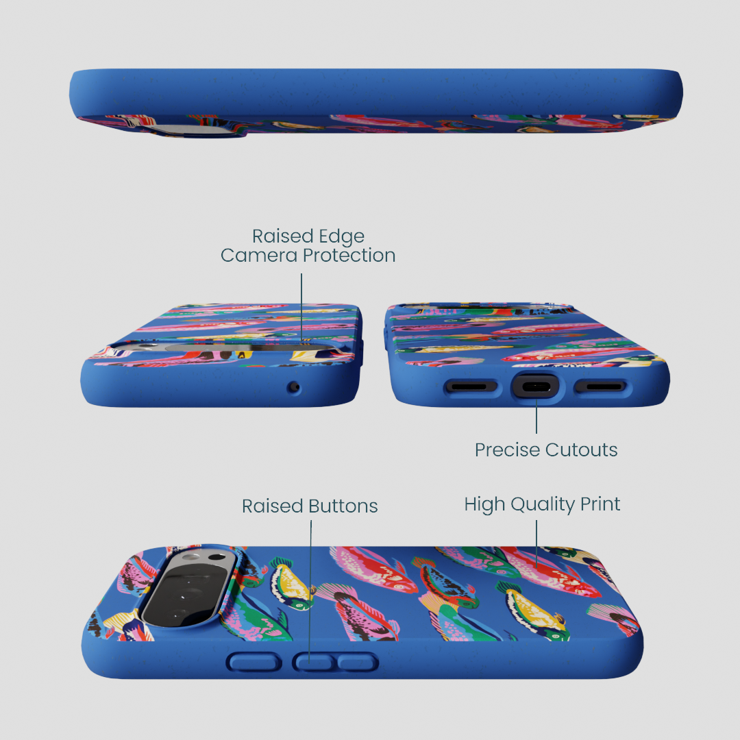 Electric Blue Fish Friends Google Pixel 10 Pro XL Case