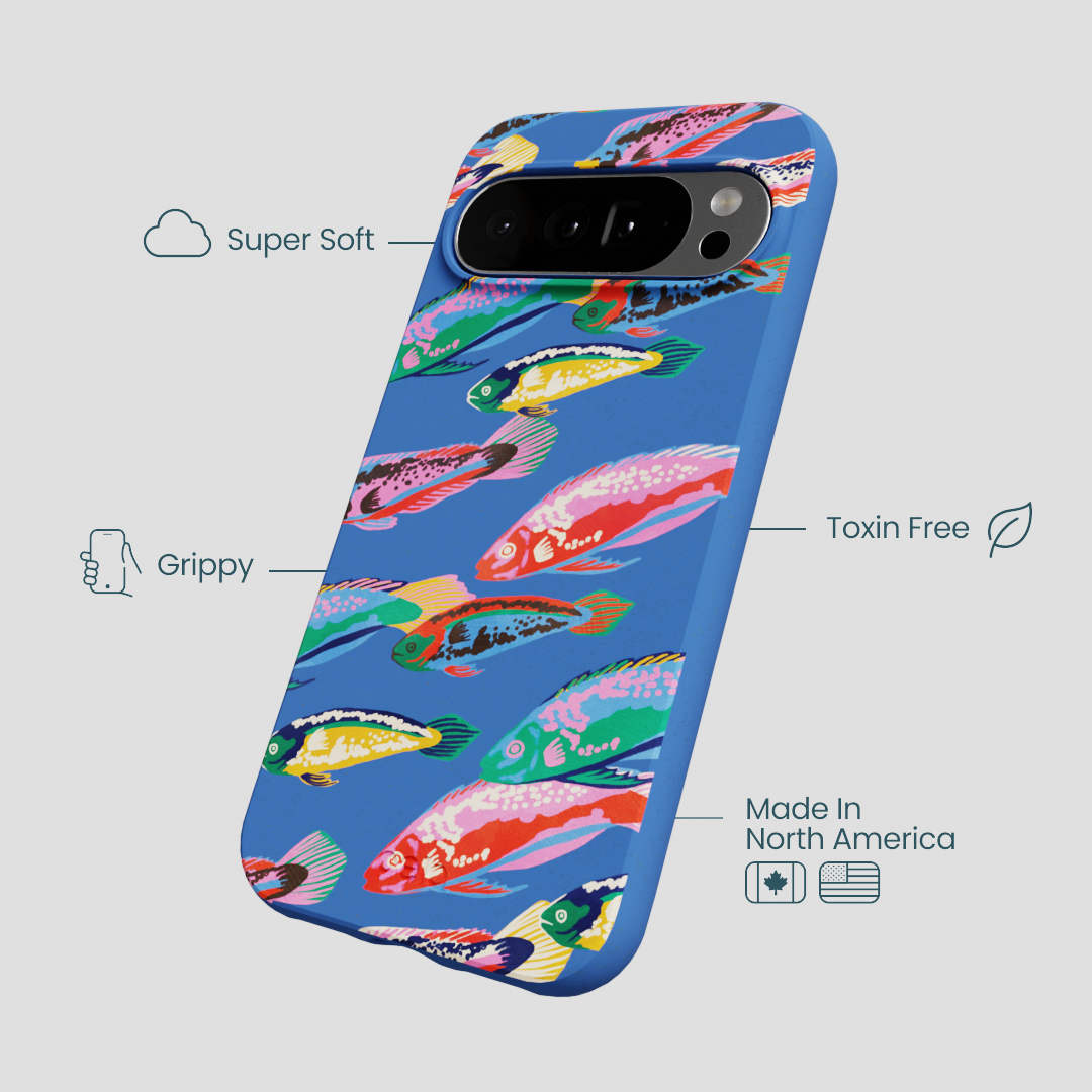 Electric Blue Fish Friends Google Pixel 10 Pro XL Case