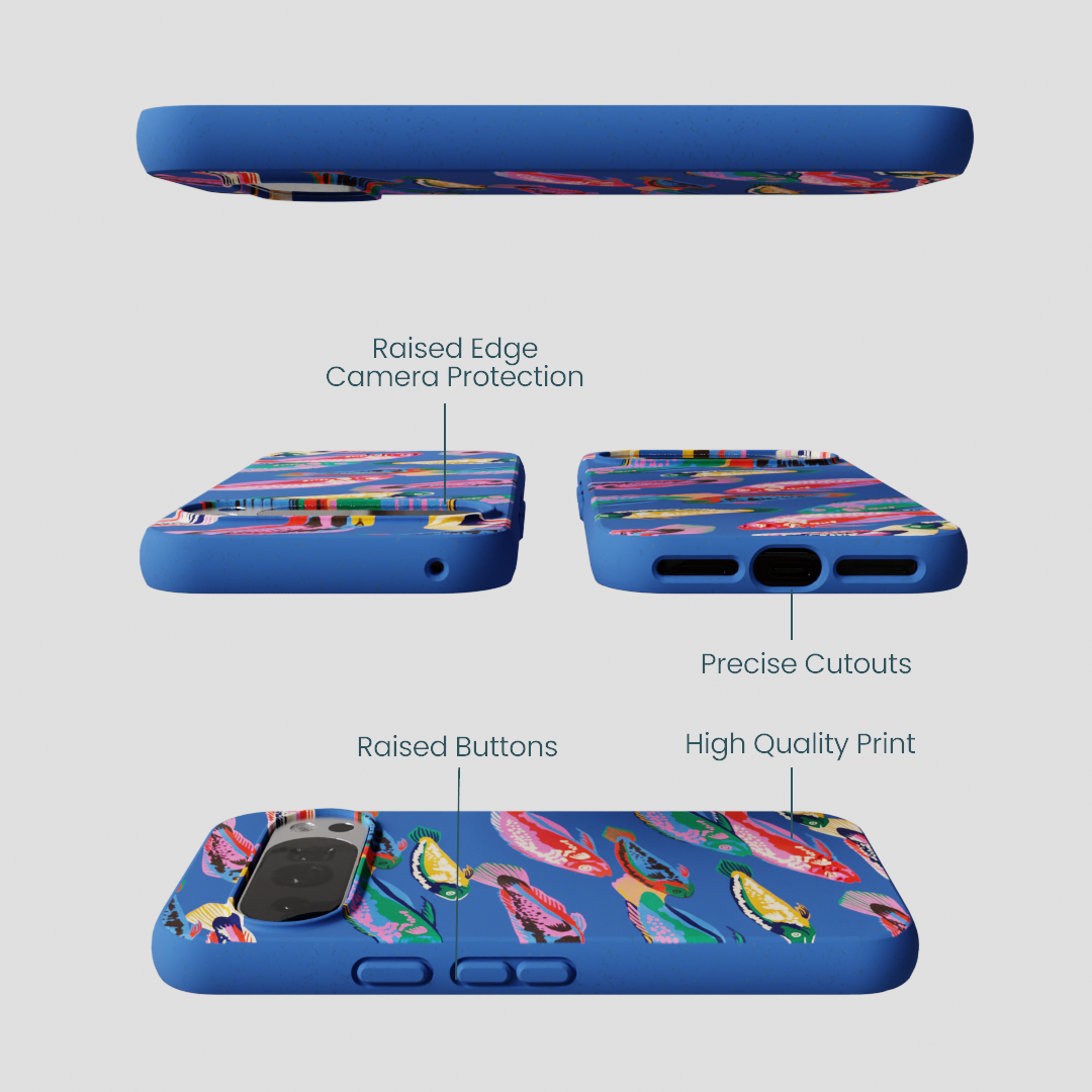 Electric Blue Fish Friends Google Pixel 10/10 Pro Case