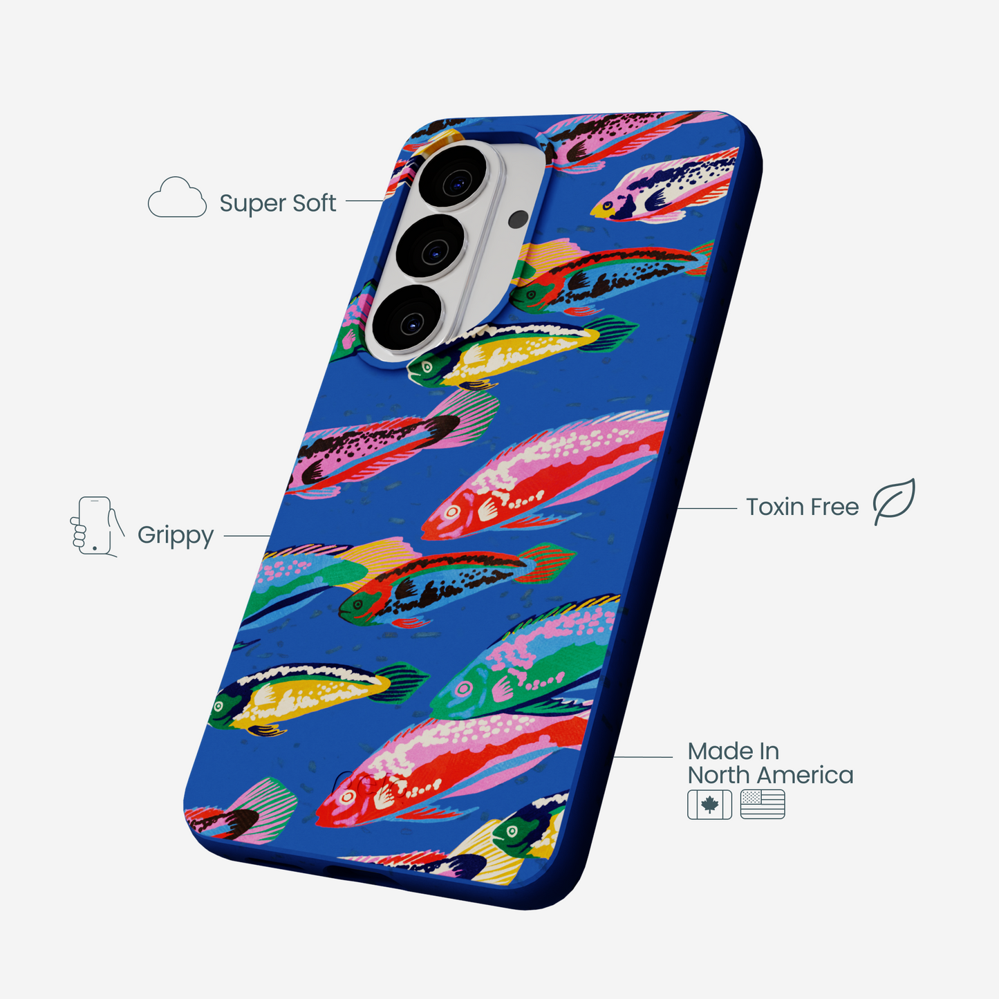 Electric Blue Fish Friends Samsung Galaxy S26 Case