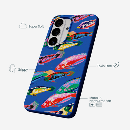 Electric Blue Fish Friends Samsung Galaxy S26 Case