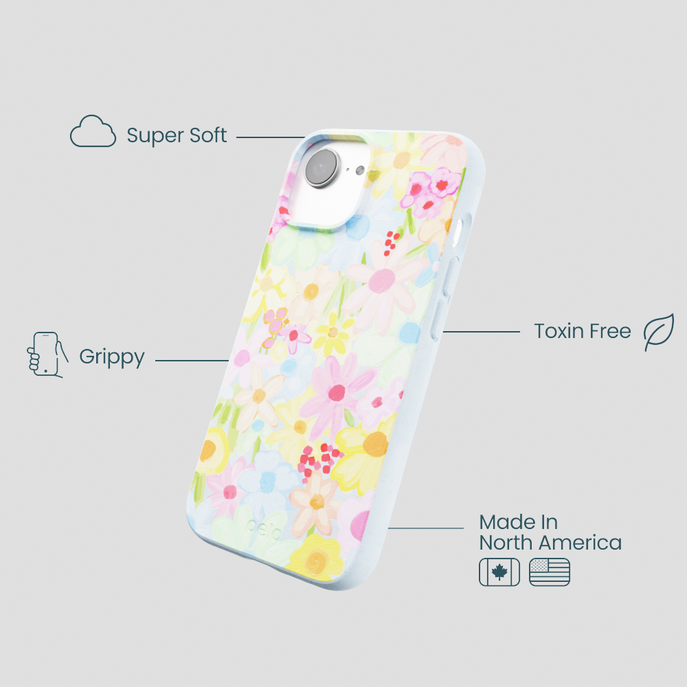 Powder Blue Flora Foam iPhone 16e/17e Case