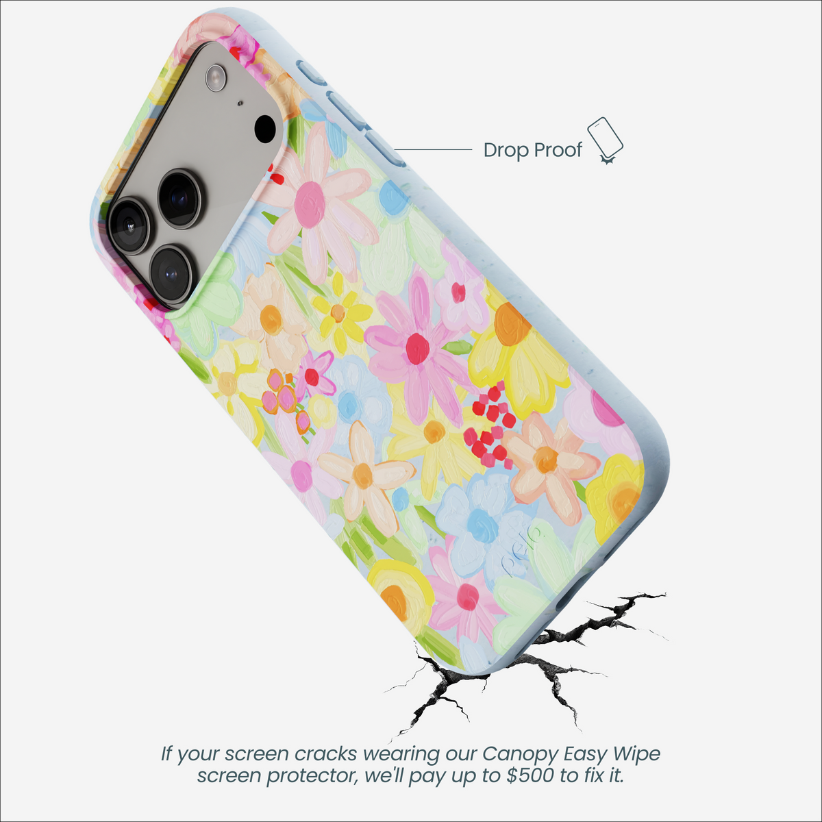 Powder Blue Flora Foam iPhone 17 Pro Max Case
