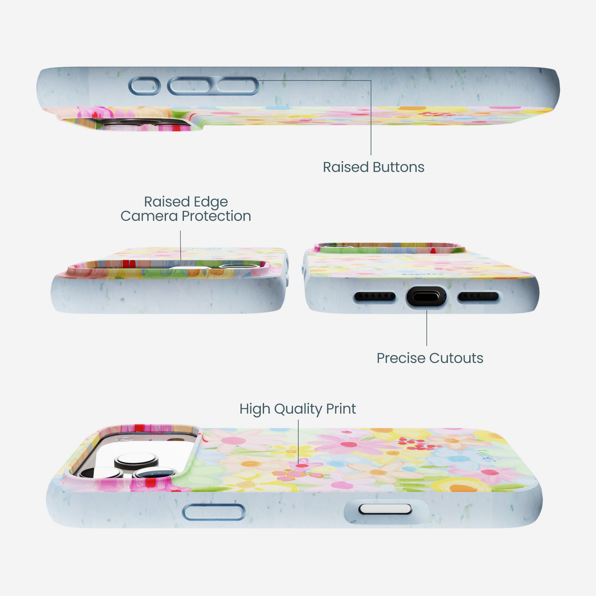 Powder Blue Flora Foam iPhone 17 Pro Max Case
