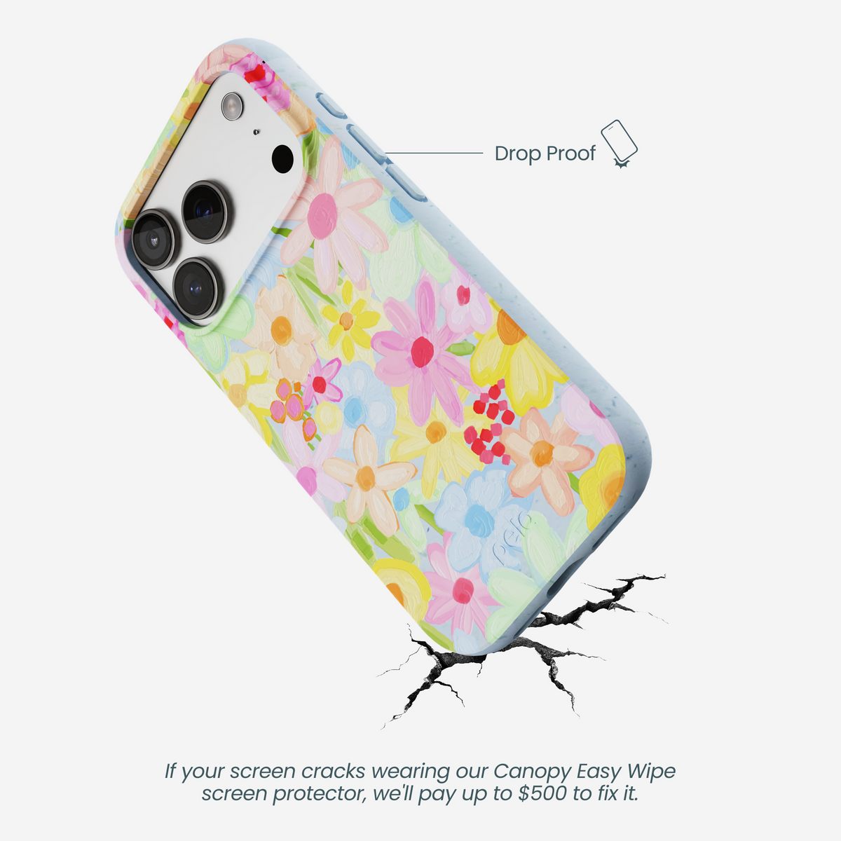 Powder Blue Flora Foam iPhone 17 Pro Case