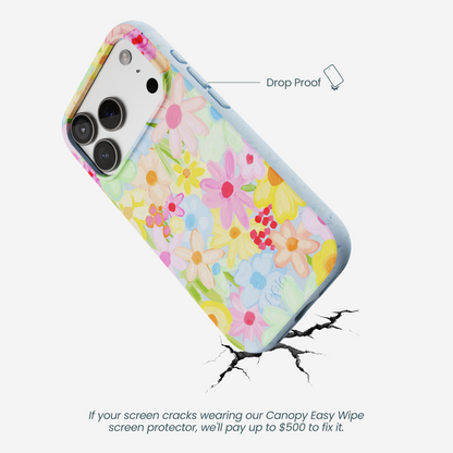 Powder Blue Flora Foam iPhone 17 Pro Case
