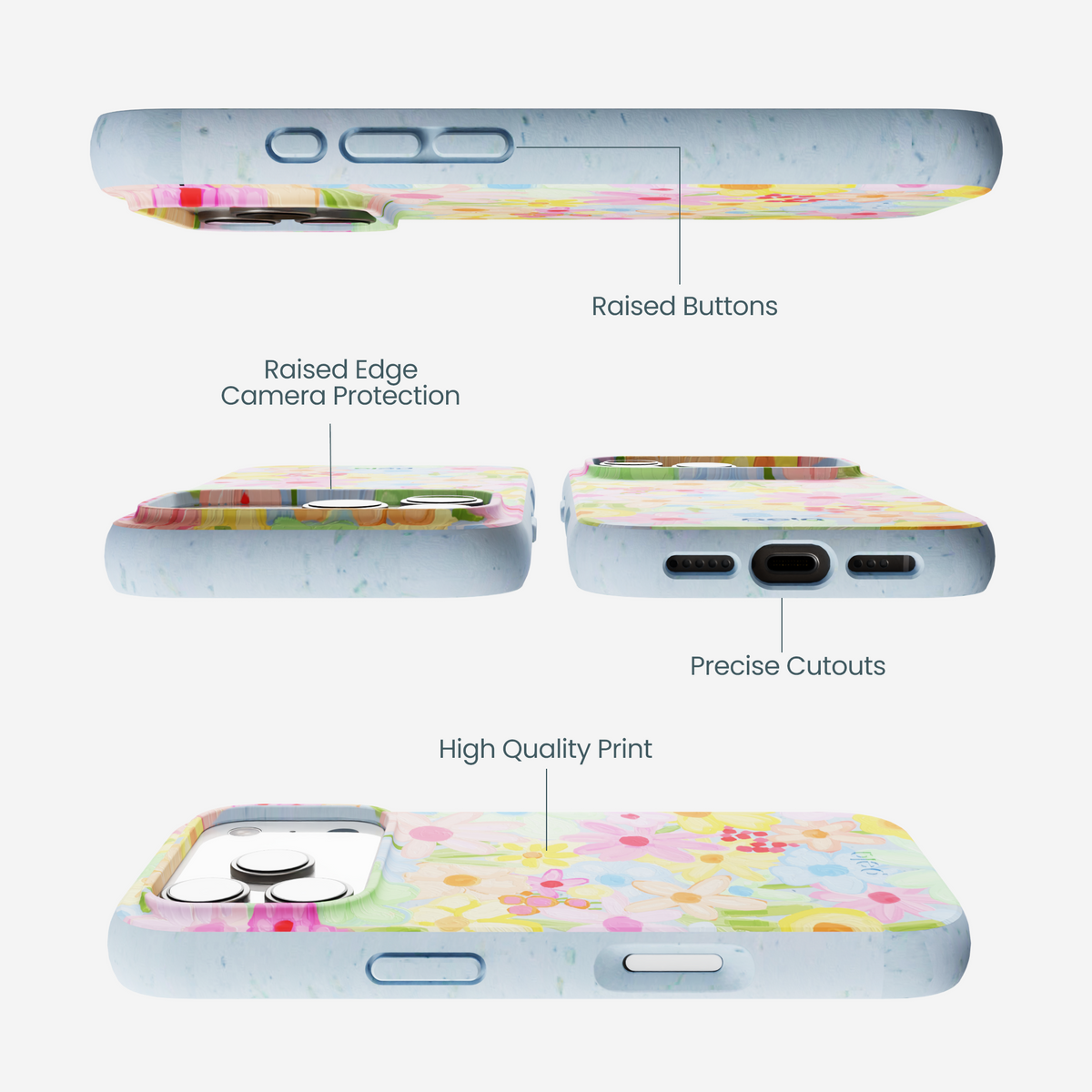 Powder Blue Flora Foam iPhone 17 Pro Case