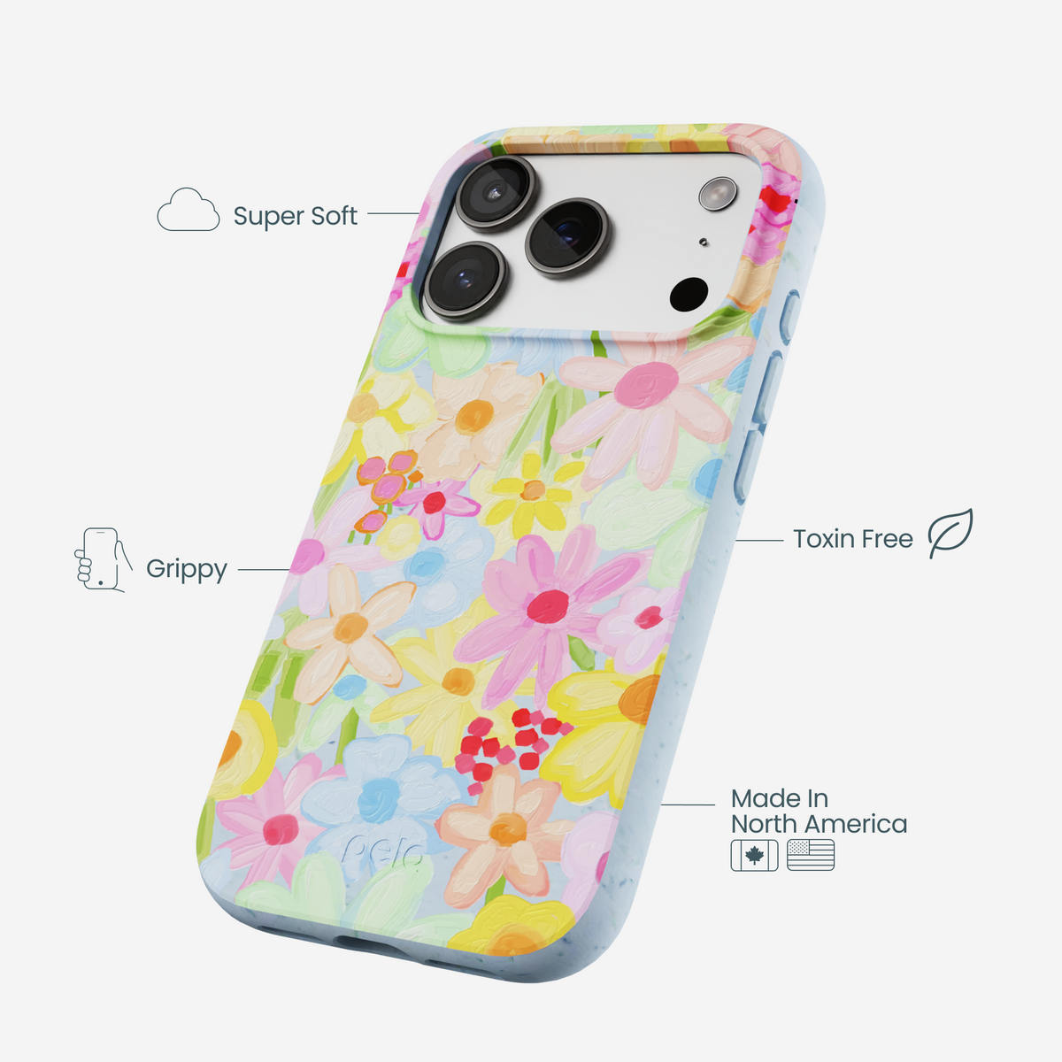 Powder Blue Flora Foam iPhone 17 Pro Case