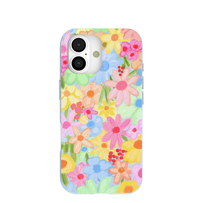 Powder Blue Flora Foam iPhone 17 Case