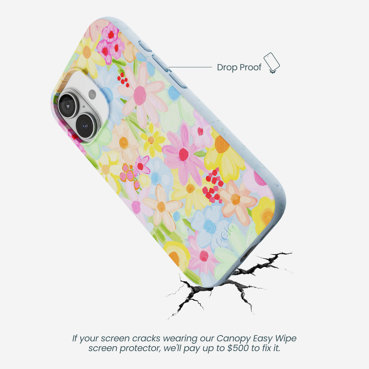 Powder Blue Flora Foam iPhone 17 Case