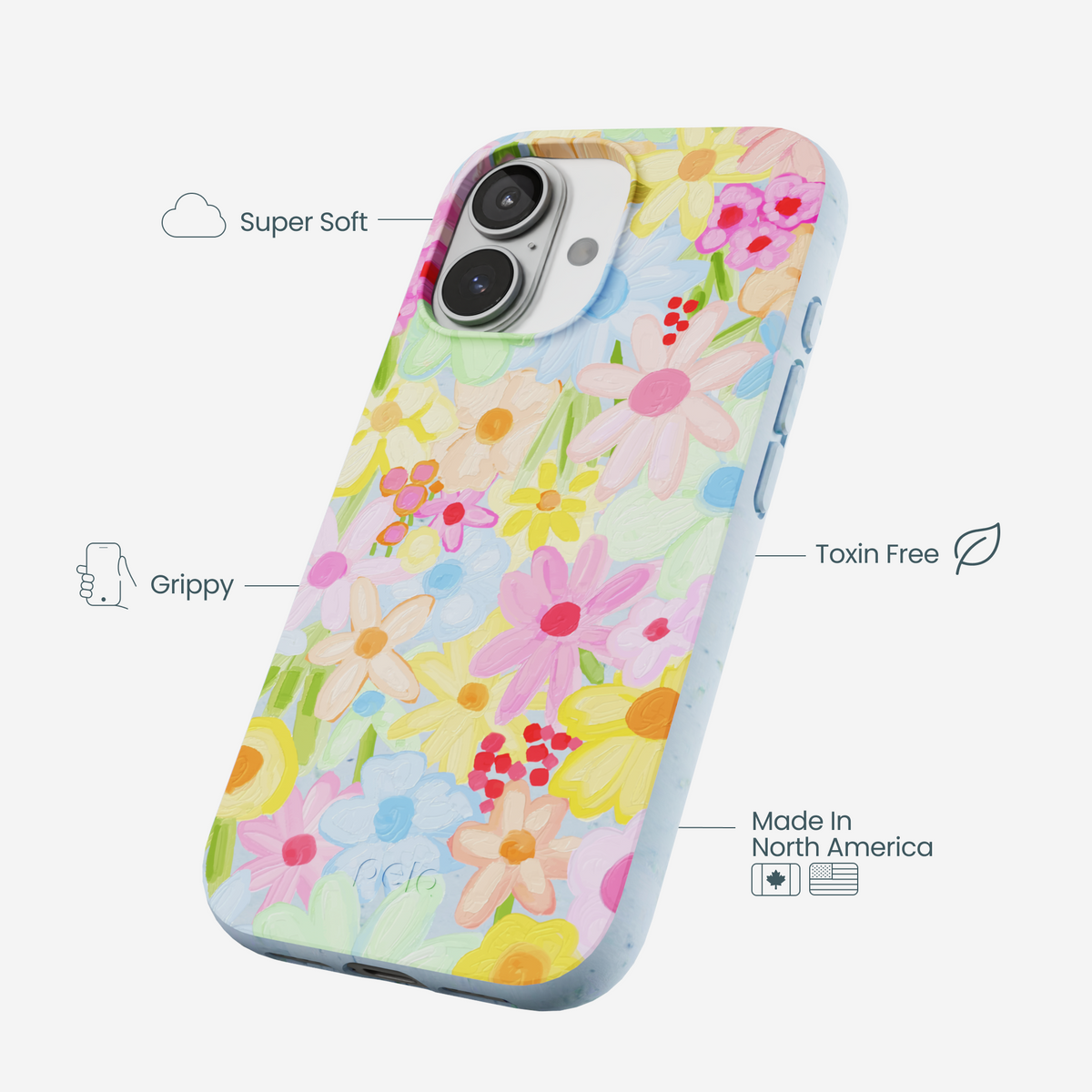 Powder Blue Flora Foam iPhone 17 Case