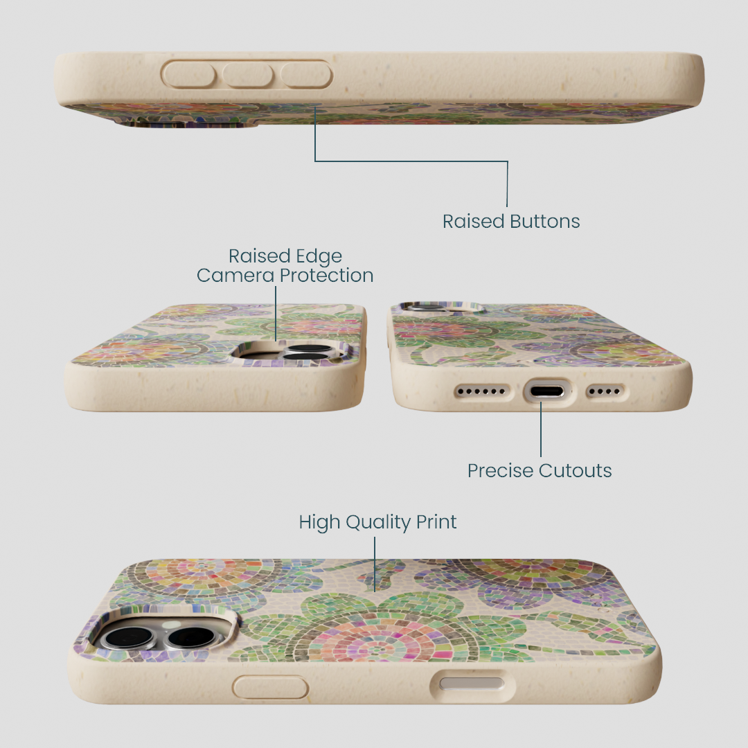 Seashell Floral Mosaic iPhone 16 Plus Case
