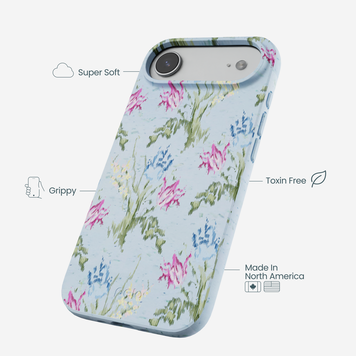 Powder Blue Floral Tapestry iPhone Air Case