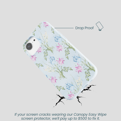 Powder Blue Floral Tapestry iPhone 16e/17e Case