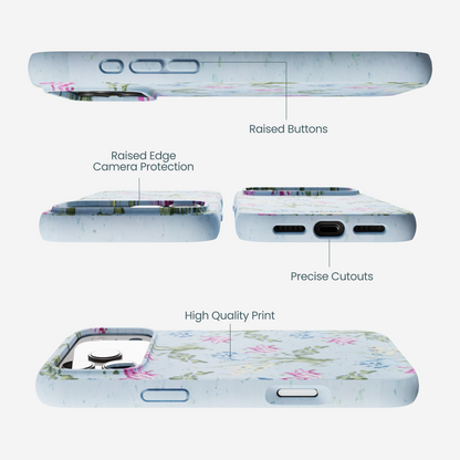 Powder Blue Floral Tapestry iPhone 17 Pro Max Case