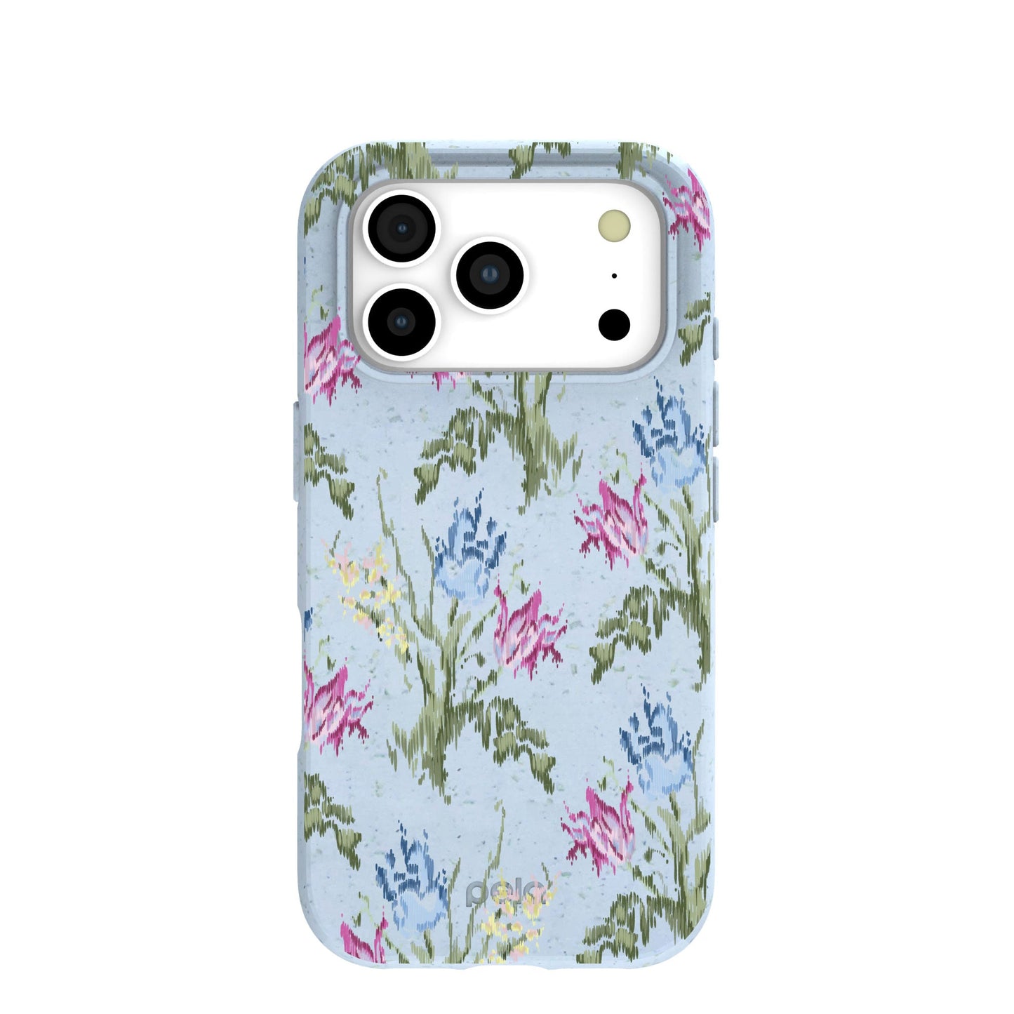 Powder Blue Floral Tapestry iPhone 17 Pro Case