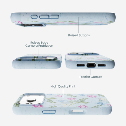 Powder Blue Floral Tapestry iPhone 17 Pro Case