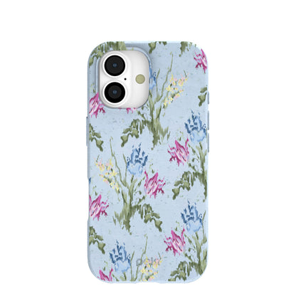 Powder Blue Floral Tapestry iPhone 17 Case
