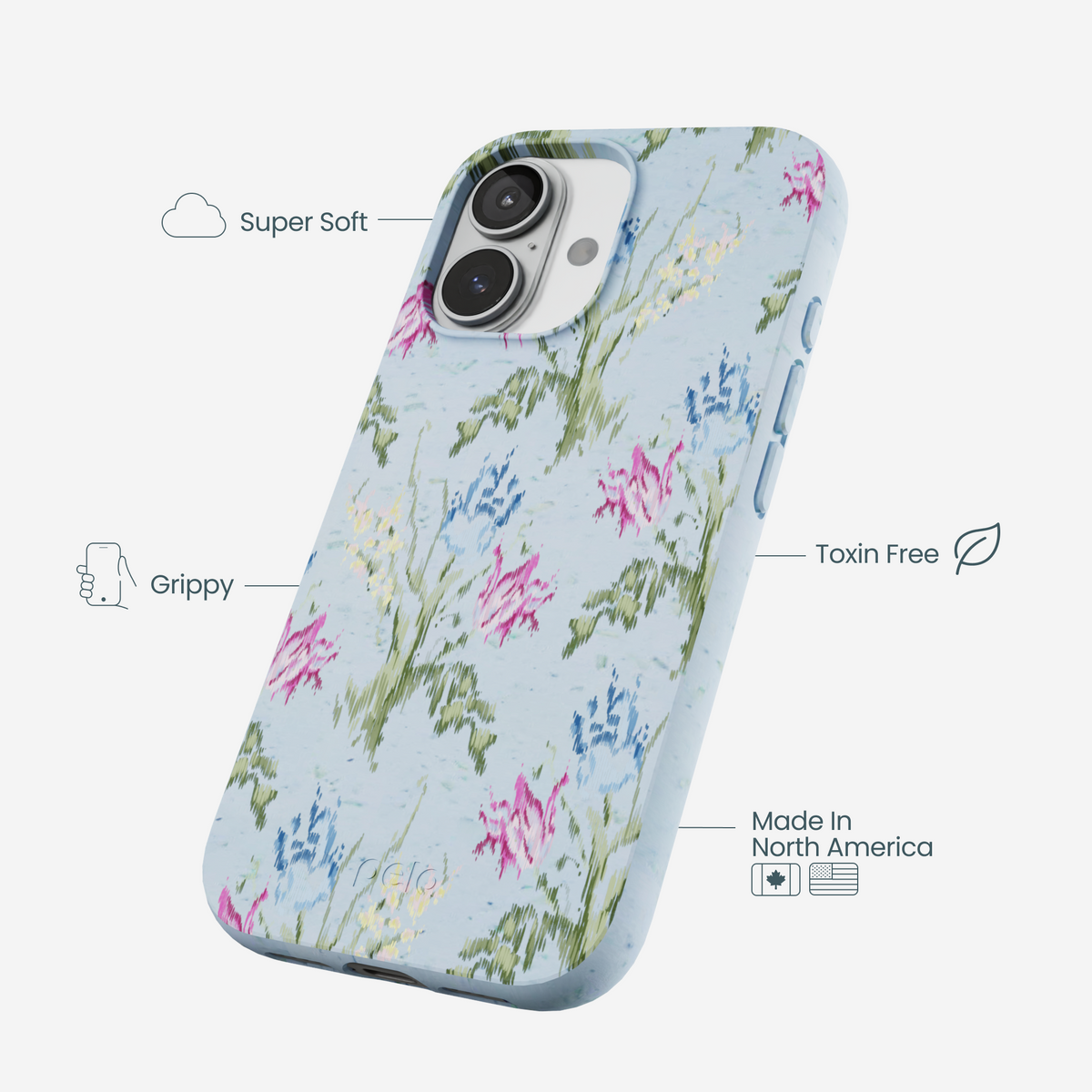 Powder Blue Floral Tapestry iPhone 17 Case
