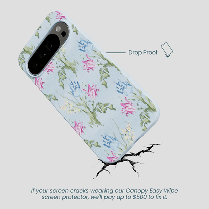 Powder Blue Floral Tapestry Google Pixel 10 Pro XL Case