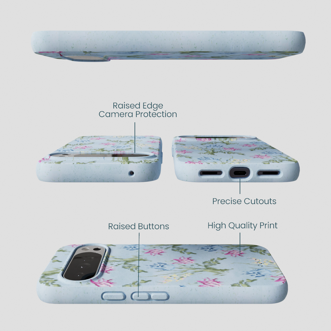 Powder Blue Floral Tapestry Google Pixel 10 Pro XL Case
