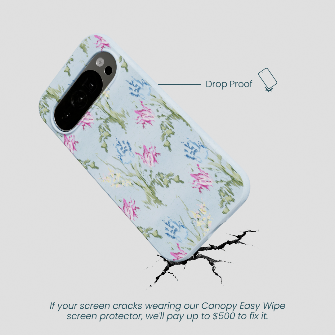 Powder Blue Floral Tapestry Google Pixel 10/10 Pro Case