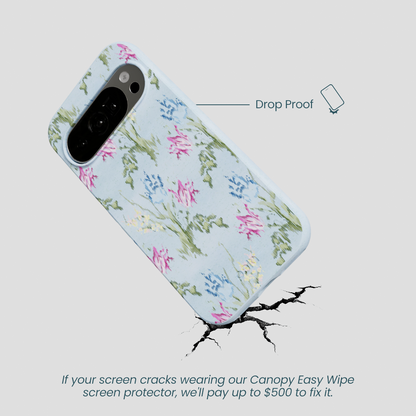 Powder Blue Floral Tapestry Google Pixel 10/10 Pro Case