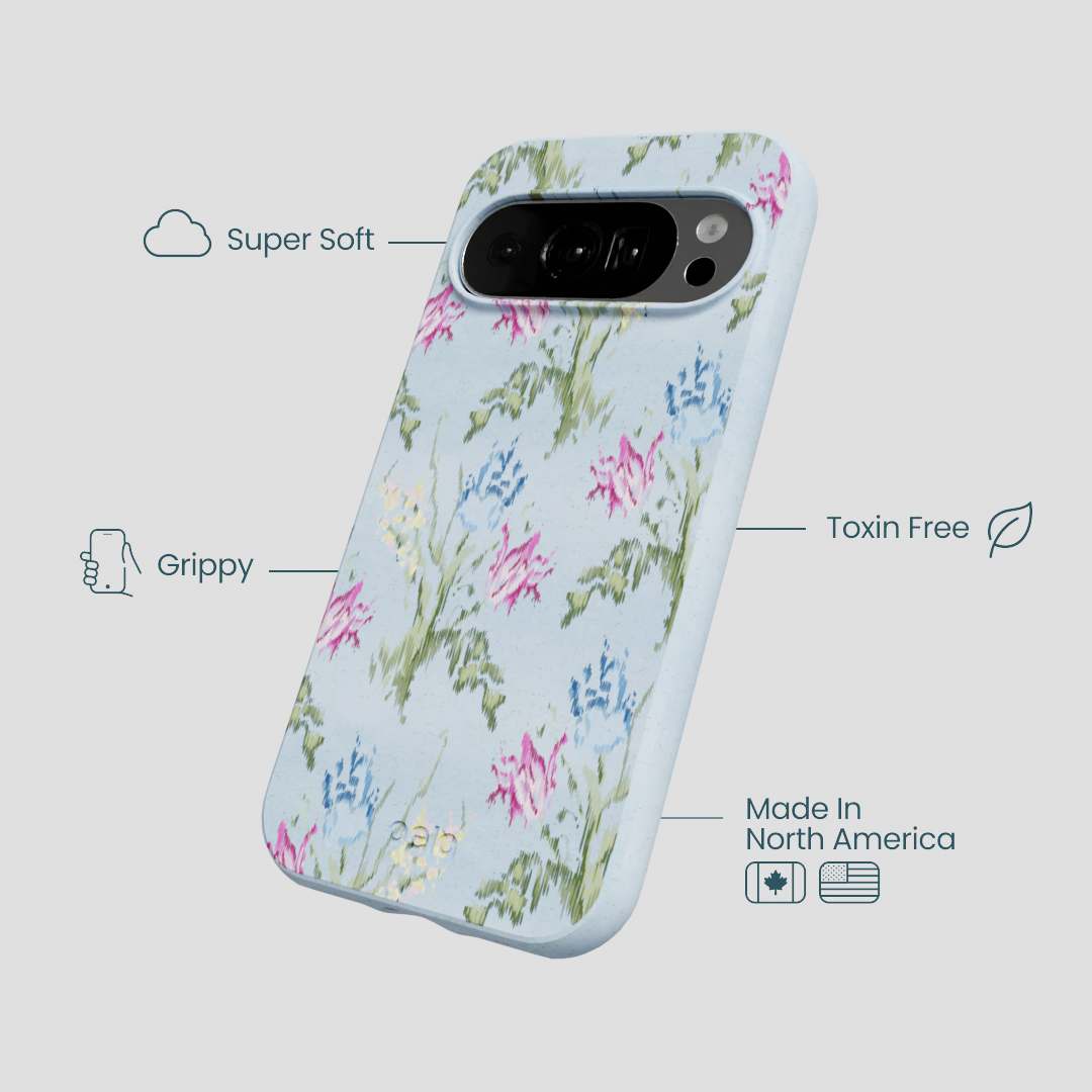 Powder Blue Floral Tapestry Google Pixel 10/10 Pro Case