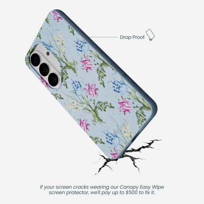 Powder Blue Floral Tapestry Samsung Galaxy S26 Case