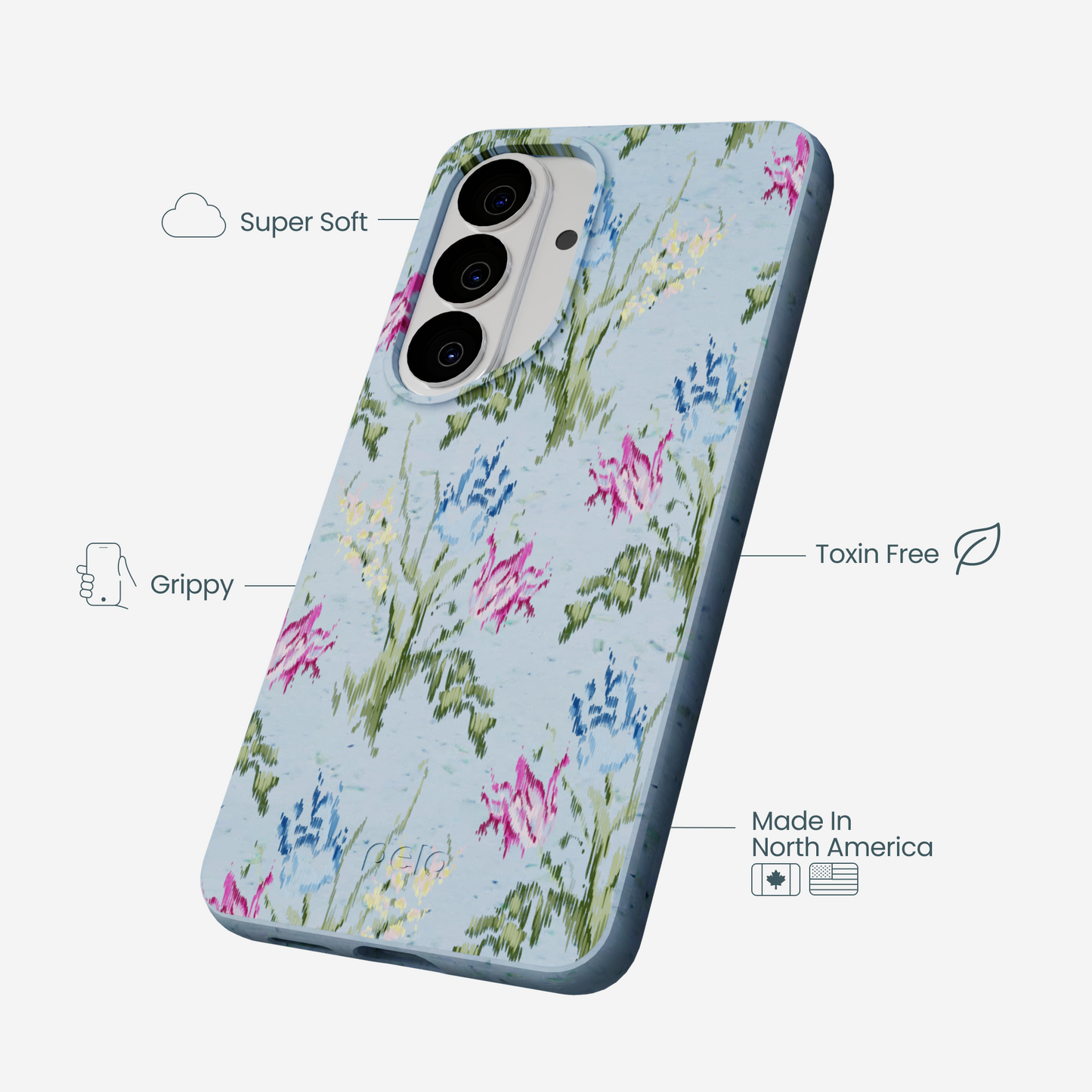 Powder Blue Floral Tapestry Samsung Galaxy S26 Case