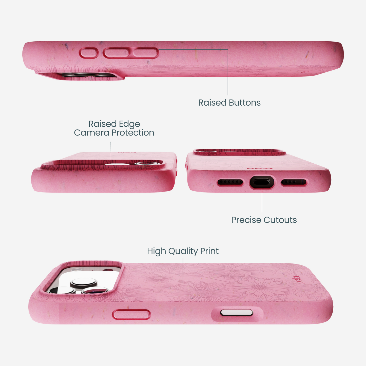 Bubblegum Pink Flora iPhone 17 Pro Max Case
