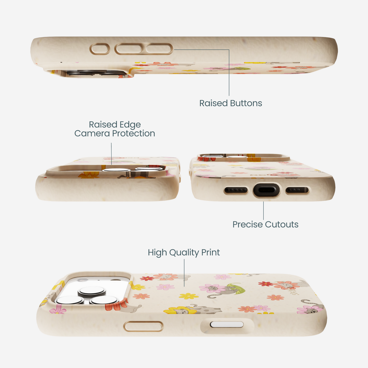 Seashell Flower Cats iPhone 17 Pro Case