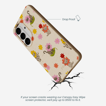 Seashell Flower Cats Samsung Galaxy S26 Case