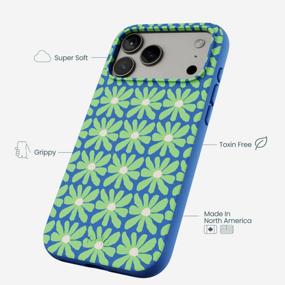 Electric Blue Flower Child iPhone 17 Pro Max Case
