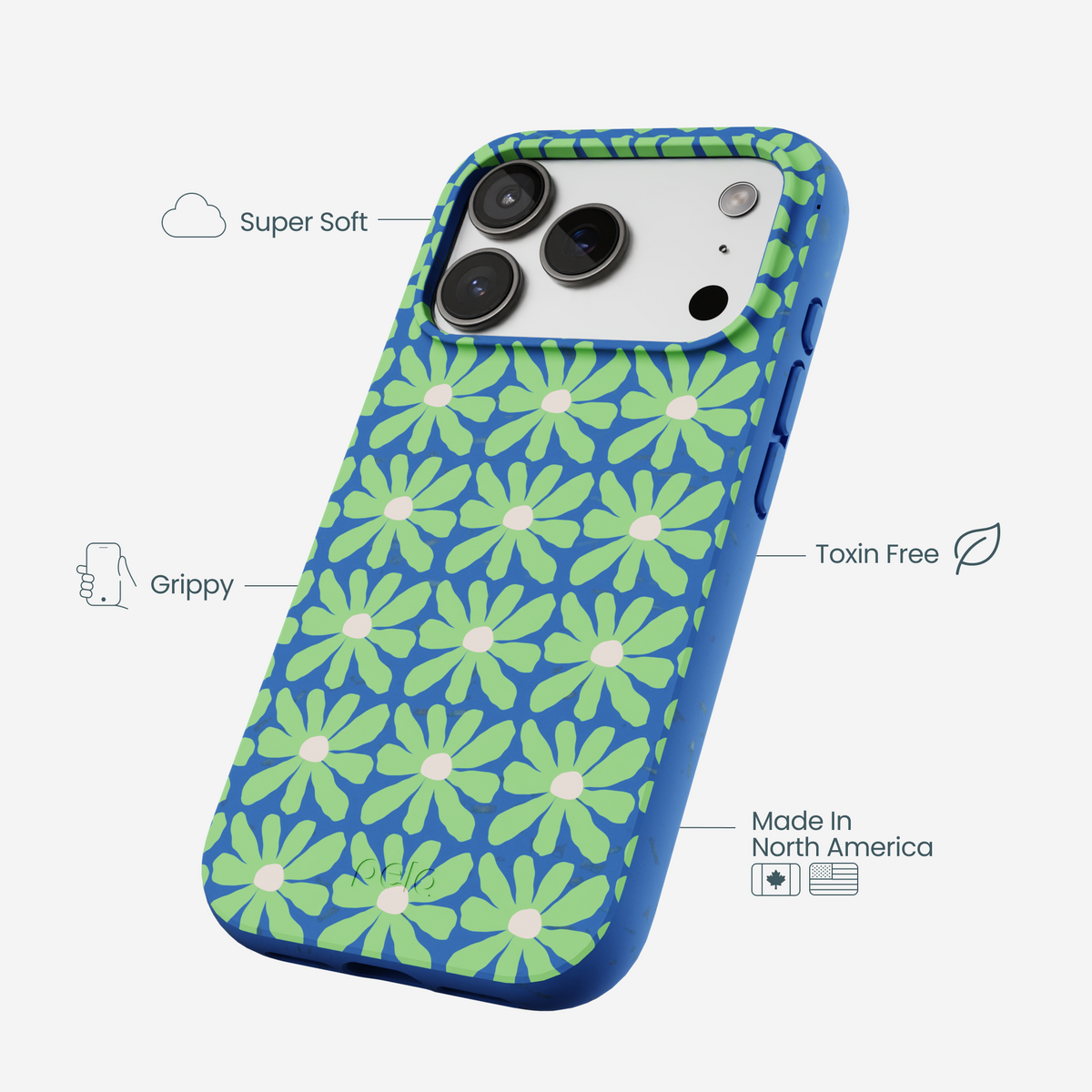 Electric Blue Flower Child iPhone 17 Pro Case