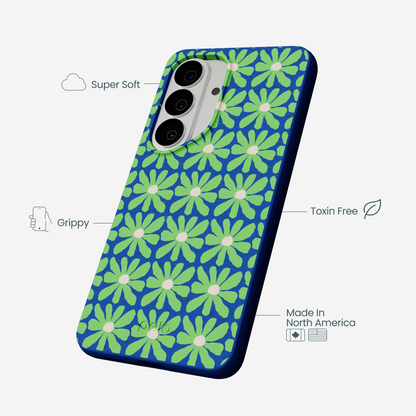 Electric Blue Flower Child Samsung Galaxy S26 Case