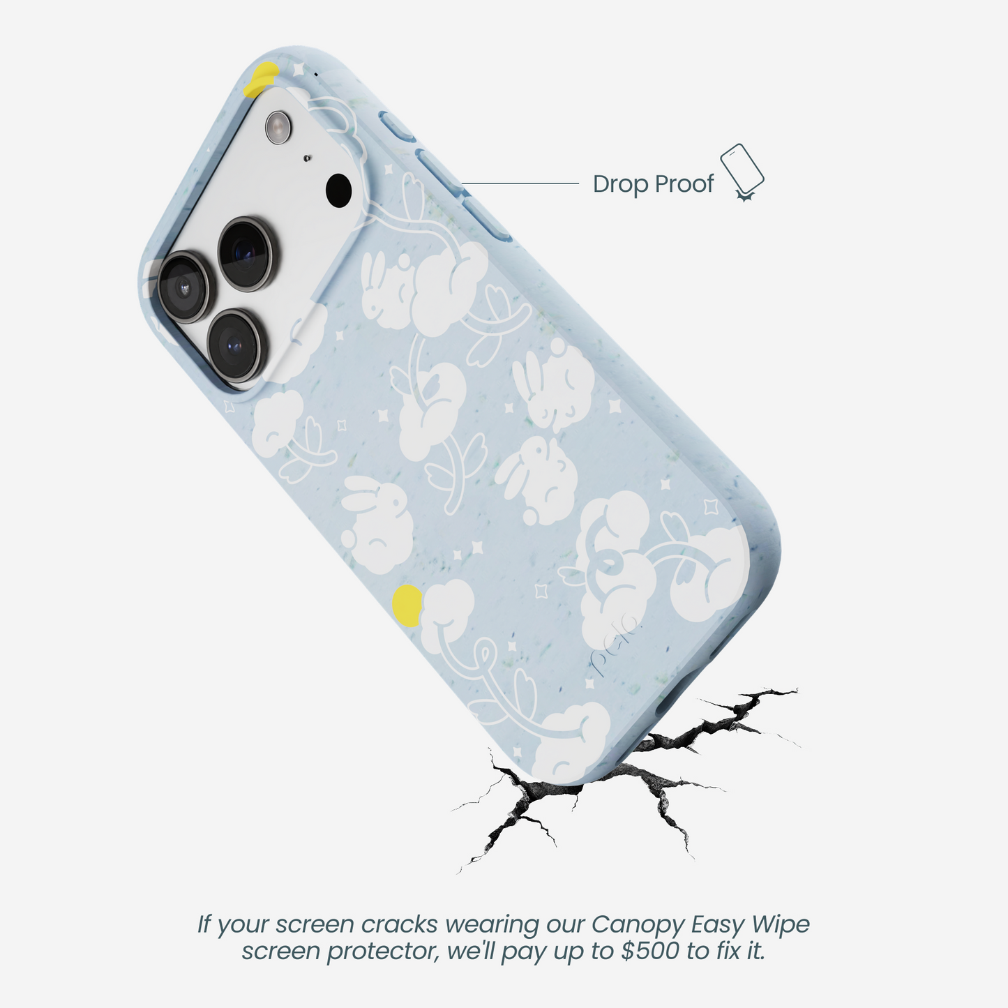 Powder Blue Fluffy Flower iPhone 17 Pro Case