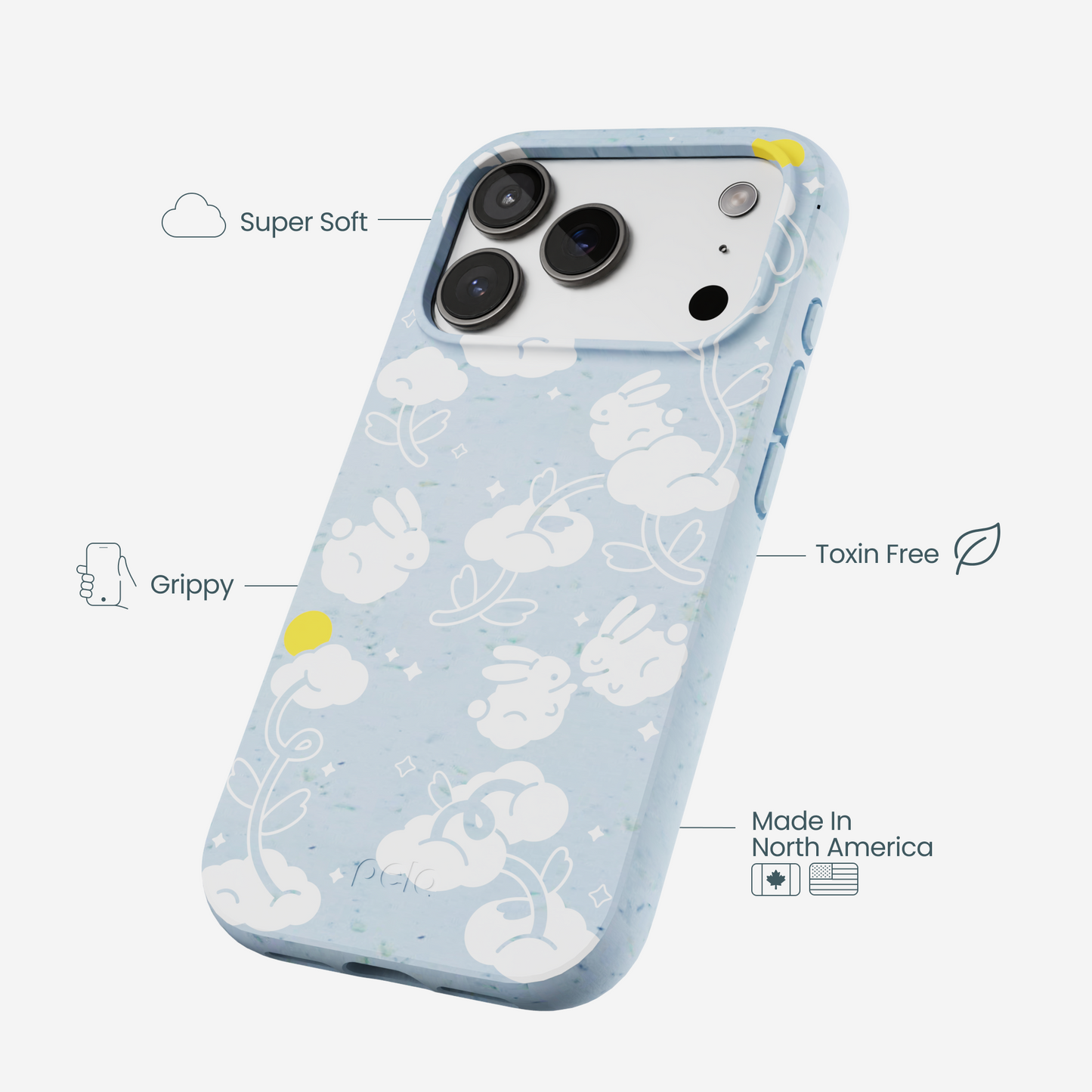 Powder Blue Fluffy Flower iPhone 17 Pro Case