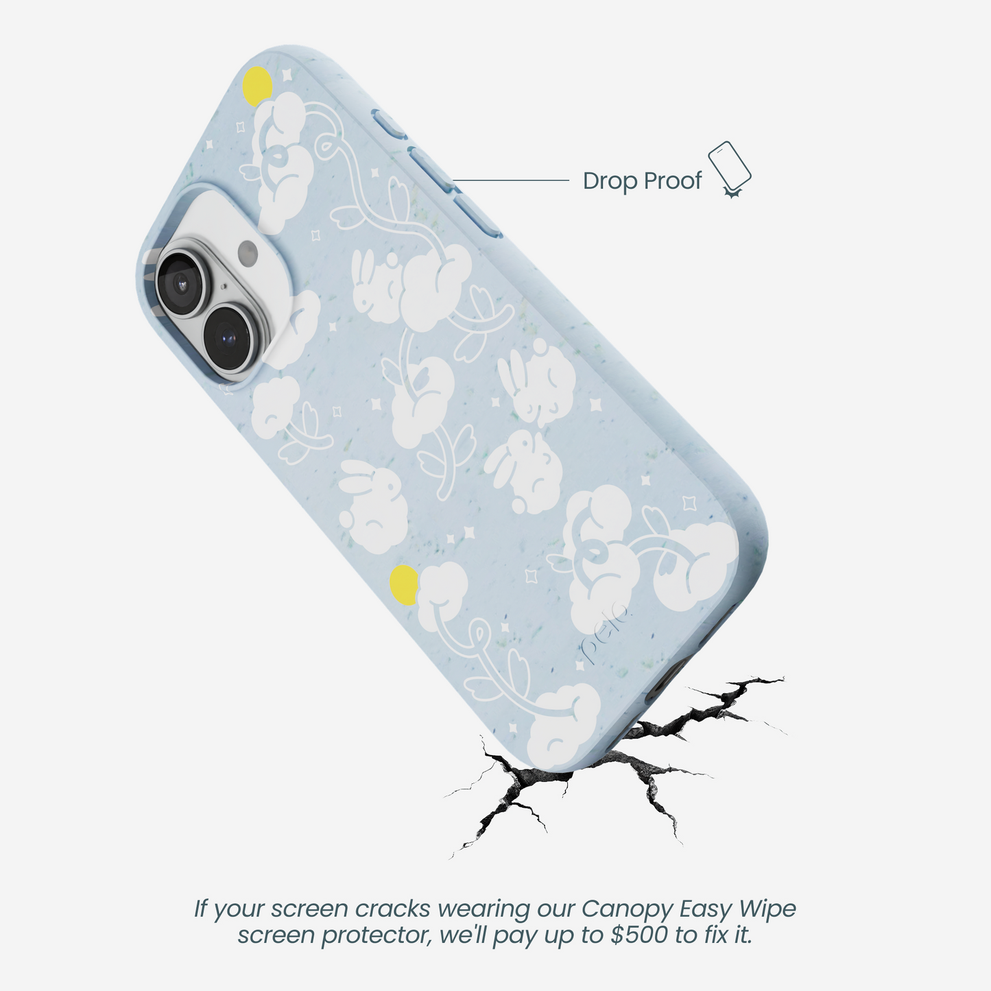 Powder Blue Fluffy Flower iPhone 17 Case