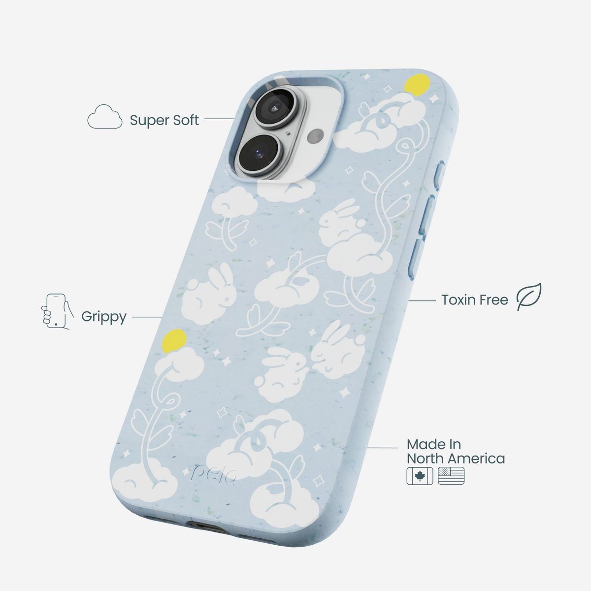 Powder Blue Fluffy Flower iPhone 17 Case