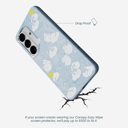 Powder Blue Fluffy Flower Samsung Galaxy S26 Case