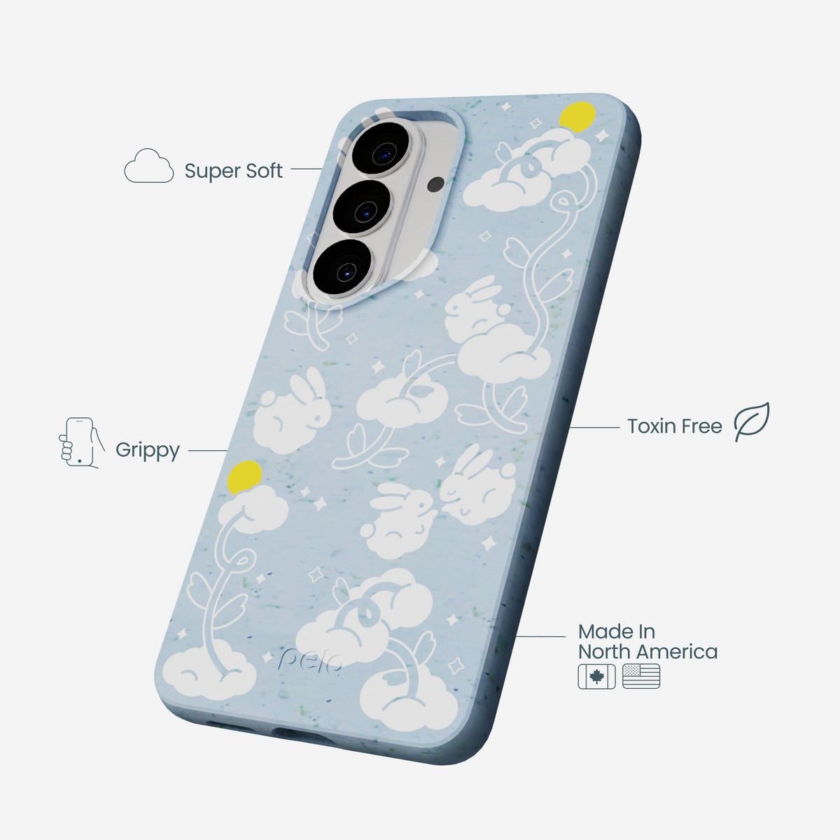 Powder Blue Fluffy Flower Samsung Galaxy S26 Case