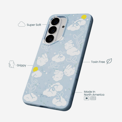 Powder Blue Fluffy Flower Samsung Galaxy S26 Case